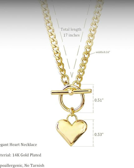 Cute Heart Necklace Dainty 18k Gold Plated Tiny Heart Pendant Choker Necklaces Small Gold Love Open Heart Chain Necklace for Women Simple Gold Necklace for Women Trendy Jewelry
