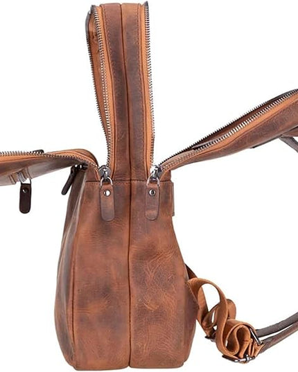 Osceola Genuine Leather Laptop Backpack for Men & Women, Handmade Leather Backpack Fits 16 Inch Laptop (Antic Brown)