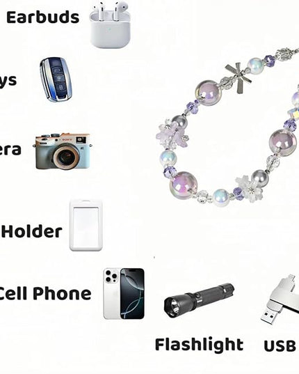Handmade Flower & Butterfly Phone Wrist Strap Lanyard - Detachable Anti-Drop Strap with 2 Tether Tabs -Women's Gift