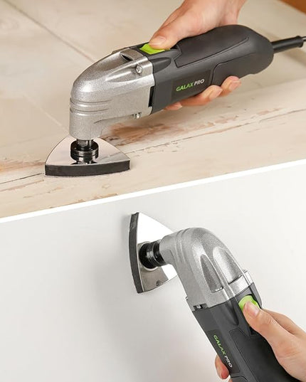 GALAX PRO 22000 OPM 2.0A Oscillating Multi Tool, 3 Degree Oscillating Angle with 3 Pieces Saw Blades, 1 Piece Semi Circle Blade Sanding Plate, 6 Pieces Sanding Papers for Grinding