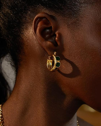 18K Gold Plated Chunky Hoop Earrings for Women Fashion Thick Gold Hoops Set Jewelry for Birthday Christmas Gifts