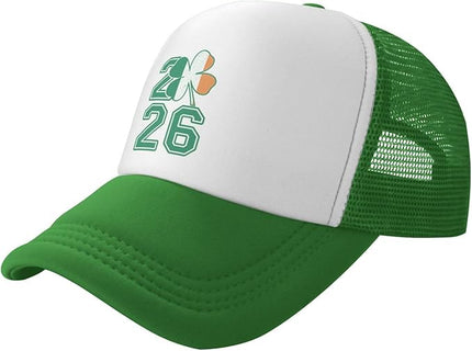 St Patricks Day Lucky Shamrock Hat, Green Clover Baseball Cap for Men Women,Fashion Adjustable Mesh Trucker Hat