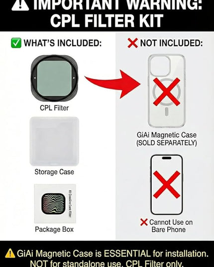 Magnetic CPL Circular Polarizer Filter for iPhone 17 Pro/Pro Max - Polarizing Camera Lens Effect Filter (Requires GiAi Magnetic Case - Sold Separately)