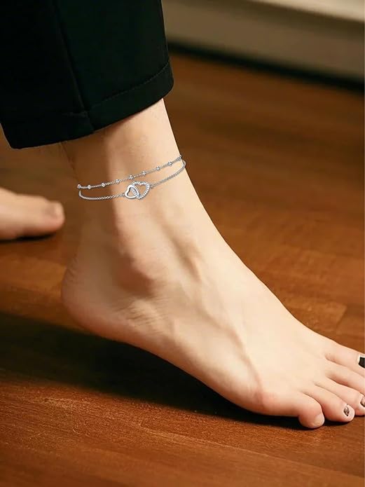 Dorunmo 925 Sterling Silver Infinity Heart Cross Circle Evil Eye Anklet Bracelets for Women Mother's Day Jewelry for Wife Girlfriend Mom Her