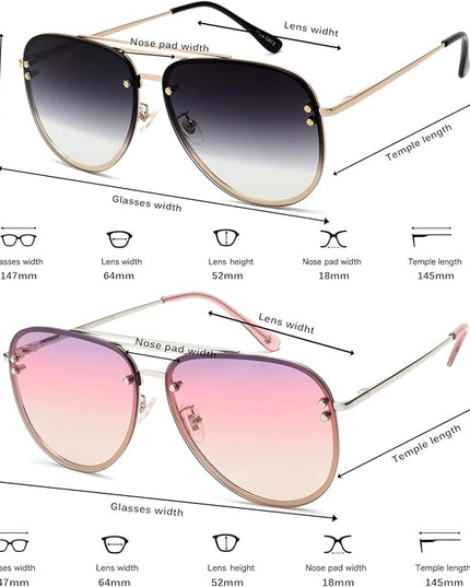 Trendy Oversized Aviator Sunglasses Womens, Retro Cute Big Shades Women's Fashion Sun Glasses UV Protection VF2203