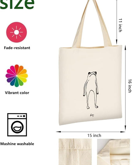 AUSVKAI Canvas Tote Bag Aesthetic for Women, Cute Reusable Cloth Cotton Bags for Shopping Beach Grocery