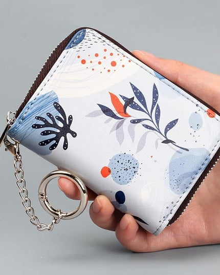 FurArt Zipper Wallet Women, RFID Blocking Credit Card Wallet, Business Card Holder, Compact Size KeyChain Wallet