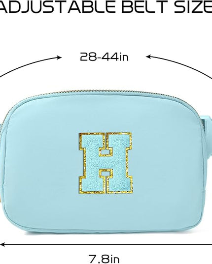 Gitus Gifts for 8 9 10 11 12 Year Old Girls Belt Bag Fanny Pack Crossbody Bags with Initial Letter Patch Cute Stuff Birthday Gifts for Teen Girls Women Personalized Trend Stuff (Icing Blue-H)