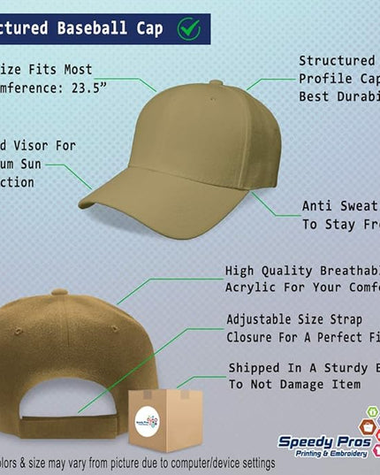 Baseball Cap Custom Personalized Text Dad Hats for Men & Women Strap Closure