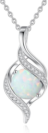 FANCIME Birthstone Necklace for Women Round Cubic Zirconia Necklace S925 Sterling Silver full Love Birthday Gifts for Mom Women