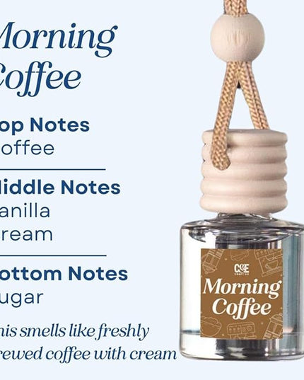 C&E Craft Co Hanging Car Air Freshener Diffuser 2 Pack, Long Lasting Fragrance Oil Car Freshener, Glass Bottle Auto Air Freshener, Made in USA (Morning Coffee)