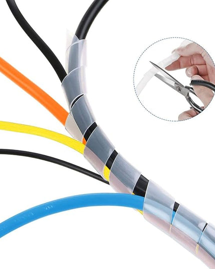 Spiral Cable Wrap - 7.2 Ft 3/4" Spiral Wire Wrap Cord Covers Bundle Sleeve Hose for Computer Electrical Wire Organizer (White, 3/4 Inch-7.2Ft)