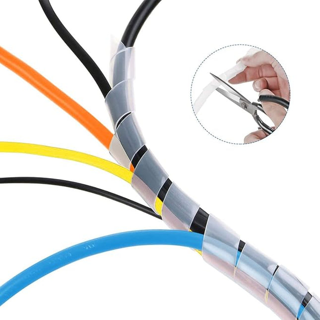 Spiral Cable Wrap - 5.5 Ft 1" Spiral Wire Wrap Cord Covers Bundle Sleeve Hose for Computer Electrical Wire Organizer (White, 1 Inch-5.5Ft)