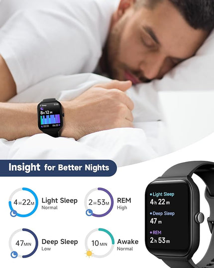 TOOBUR Smart Watch for Men Women Alexa Built-in, 1.95" Fitness Tracker with Answer/Make Calls, IP68 Waterproof/Heart Rate/Sleep Tracker/100 Sports, Fitness Watch Compatible Android iOS