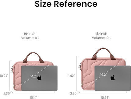 tomtoc 13-14 Inch Protective Puffy Laptop Carrying Bag for Women, Lightweight Laptop Briefcase Fits 14-inch MacBook Pro M5 2025 & Other 13"/14" Computers, Work Bag Case Handbag with Organized Storage