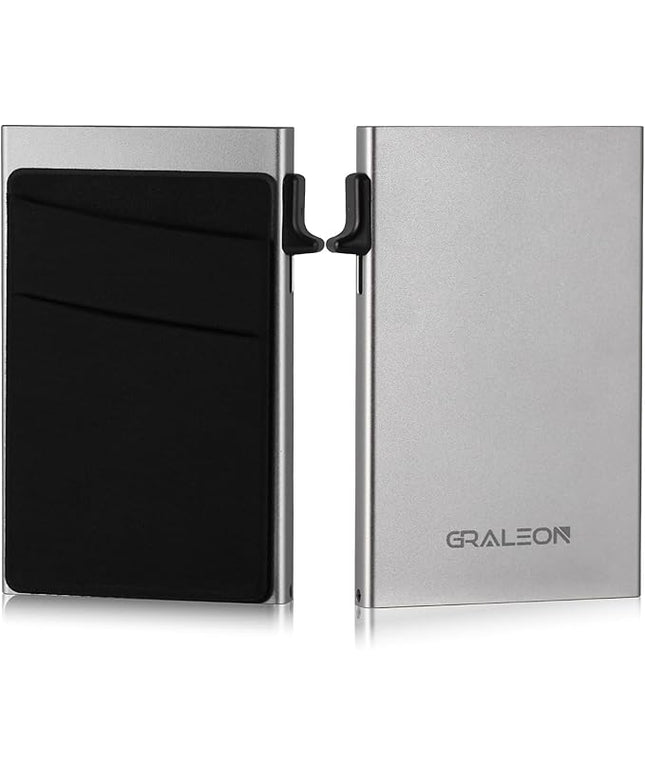 Slim Card Holder Wallet for Men with 12 Card Slots,RFID Blocking Pop Up men's wallet,Metal Wallet with Superelastic Material Expandable Front Pocket Perfectly holds cards,bills,and coins(gray)