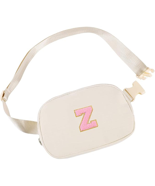 Glratn Initial Letter Fanny Pack for Girls,Patch Belt Bag,Toddler Crossbody Bags，Gifts for 3 4 5 6 7 8 9 10 11 37 Year Old Teens Kids,Christmas Graduation Gifts for Teen Girls ，(Beige-Z)