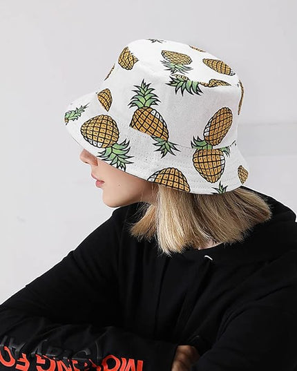 XYIYI Cute Bucket Hat Beach Fisherman Hats for Women, Reversible Double-Side-Wear