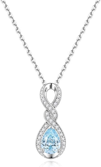 FANCIME Infinity Embrace Birthstone Necklaces for Women Fine Jewelry Sterling Silver Dainty Infinity Pendant Anniversary Birthday Christmas Gifts for Her Wife Mom Daughter