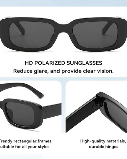 Dollger Rectangle Sunglasses for Women Men Trendy Retro Fashion Sunglasses UV 400 Protection Square Fram