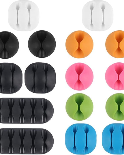 Shintop Cable Clips, 16 Pack Colorful Cord Holders Self Adhesive Cable Management Desk Wire Clips for All Your Computer, Electrical, Charging or Mouse Cord