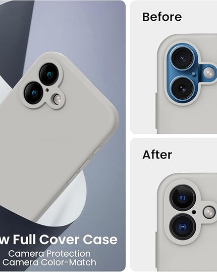 FireNova Designed for iPhone 16 Plus Case, Silicone Upgraded [Camera Protection] Case with [2 Screen Protectors], Soft Anti-Scratch Microfiber Lining Inside, 6.7 inch, Natural Titanium
