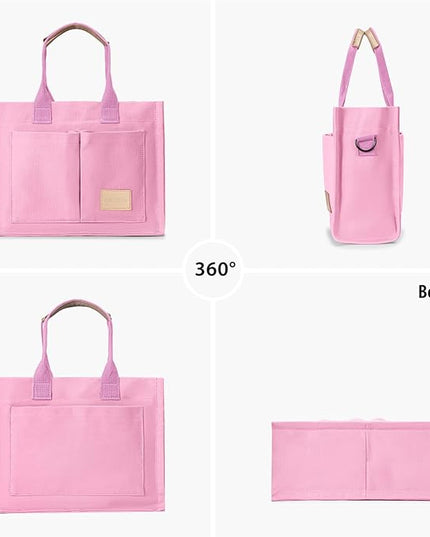 Canvas Tote Bag for Women Crossbody Work Purse with Pockets Top Handle Handbag Satchel Bags for Travel Nurse Teacher