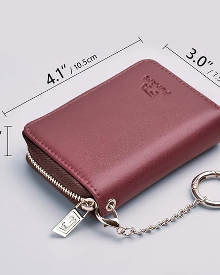 FurArt Zipper Wallet Women, RFID Blocking Credit Card Wallet, Business Card Holder, Compact Size KeyChain Wallet