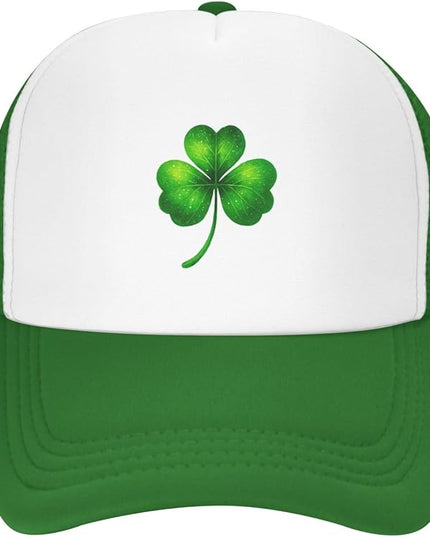 St Patricks Day Lucky Shamrock Hat, Green Clover Baseball Cap for Men Women,Fashion Adjustable Mesh Trucker Hat