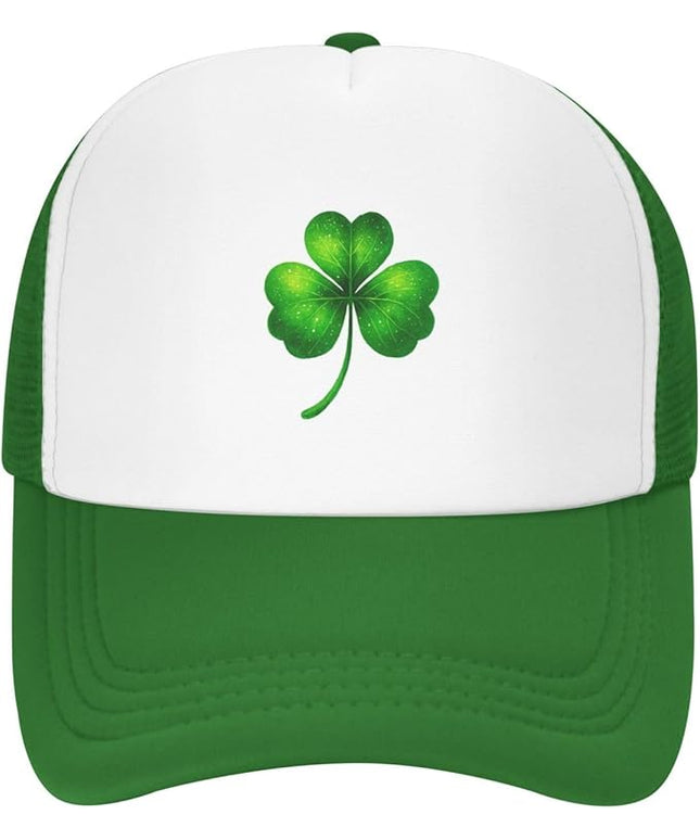 St Patricks Day Lucky Shamrock Hat, Green Clover Baseball Cap for Men Women,Fashion Adjustable Mesh Trucker Hat