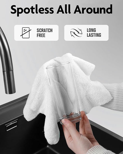 Fantasticlean Microfiber Cleaning Cloth Roll -60 Pack, Tear Away Microfiber Towels, 12" x 12", Reusable, Washable, Scratch Free, Ultra Absorbent Dishcloth for All-Around Cleaning (White & Blue)