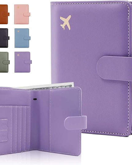Melsbrinna Premium Leather Passport Holder Covers Case, Waterproof Rfid Blocking Travel Wallet Passport Holder with Pen Holder, Cute Passport Book for Women/Men