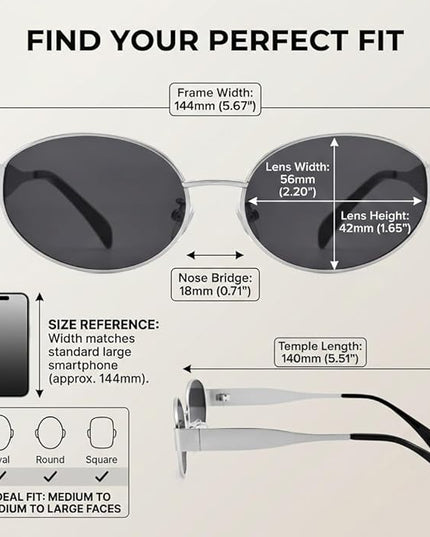 Retro Oval Sunglasses for Women Men - Trendy Gold Sun Glasses - Fashion Metal Frame Shades