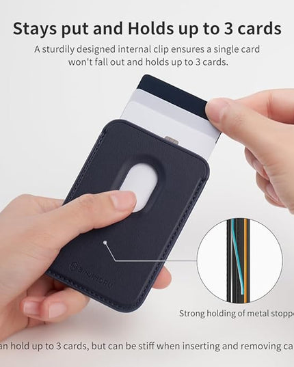Sinjimoru Magnetic Card Wallet, Premium Vegan Leather Phone Wallet for MagSafe 3-Card Holder Compatible with iPhone 17 Pro Max Air 16 15 14 13 Series. M-Viica Basic Lavender