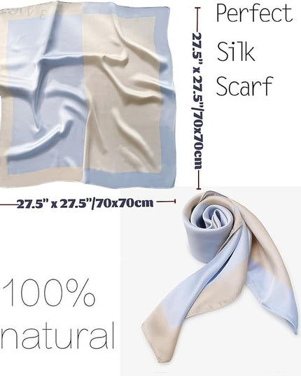 kcctoo 27.5" Mulberry Silk Feeling Head Scarf Women's Fashion Square Neck Satin Scarfs for Bag Hair Scarves Gift