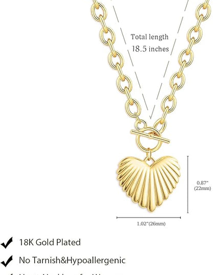 Cute Heart Necklace Dainty 18k Gold Plated Tiny Heart Pendant Choker Necklaces Small Gold Love Open Heart Chain Necklace for Women Simple Gold Necklace for Women Trendy Jewelry