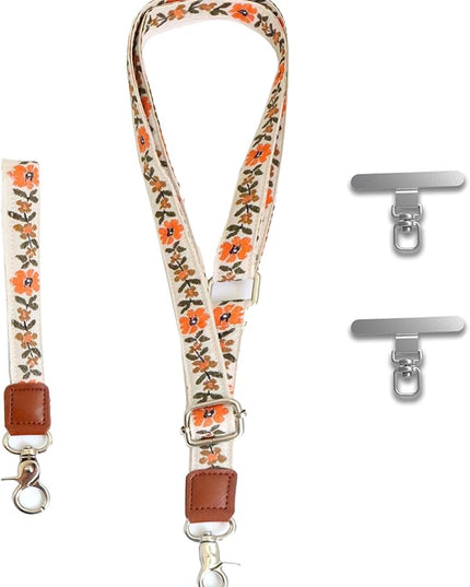 LEMEDE Wrist Keychain and Adjustable Phone Lanyard, Silver Hook Phone Crossbody Strap with 360° Rotating Phone Pads