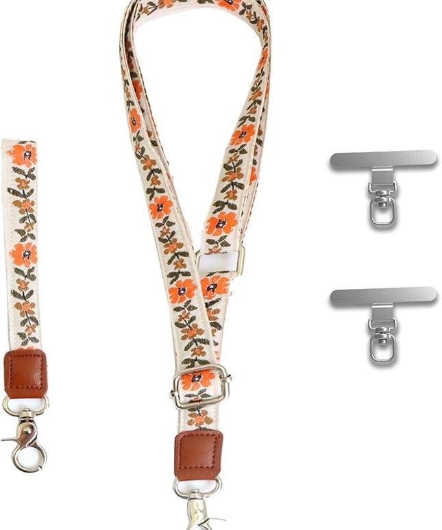 LEMEDE Wrist Keychain and Adjustable Phone Lanyard, Silver Hook Phone Crossbody Strap with 360° Rotating Phone Pads