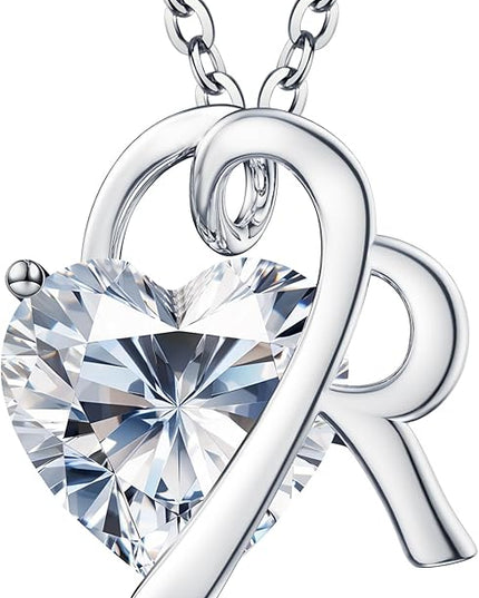 ForeverLove Heart Necklaces for Women, 4-2 Carats Heartshap Moissanite, Silver Pendant Jewelry, Anniversary Birthday Gifts for Wife, Girlfriend, Daughter, Mom