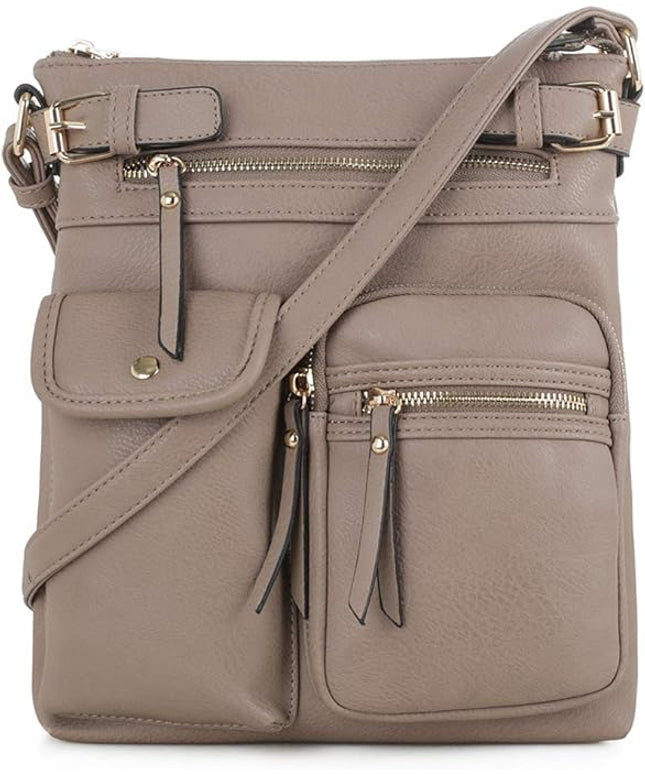 SG SUGU Katie Lightweight Medium Crossbody Bag Shoulder Bag with Multi Pocket for Women