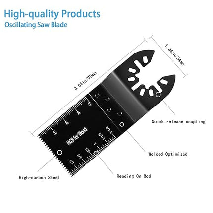 100pcs Oscillating Saw Blades Universal Wood Multitool Blades Quick Release Oscillating Tool Blades Kits Fit Porter Cable Black & Decker Rockwell Ridgid Ryobi Milwaukee Chicago Craftsman