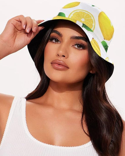 Malaxlx Unisex Bucket Hat Beach Sun Hat Aesthetic Fishing Hat for Men Women Teens, Reversible Double-Side-Wear