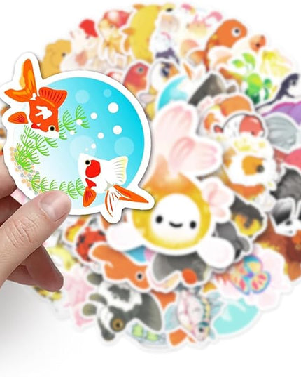 Cute Goldfish Vinyl Stickers, 50 PCS Waterproof Fish Decals for Laptops, Scrapbooking, Notebooks, Water Bottles, Suitcases, Phones & DIY Decor