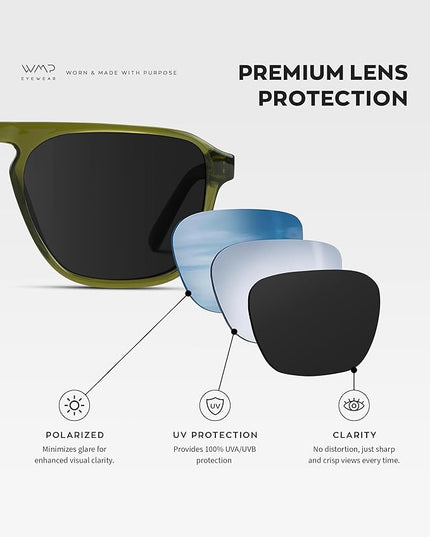 WearMe Pro Polarized Modern Aviator One-Bridge Square Mens Sunglasses