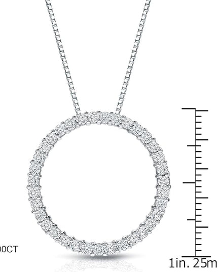 Diamond Wish 1/6 to 1 Carat Diamond Circle of Life Round Pendant Necklace for Women in 14k Gold (I1-I2, cttw) on 18 Inch Long Chain with Spring Ring Clasp