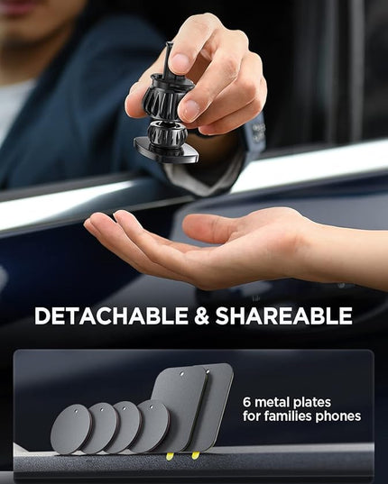 LISEN 2 Pack Magnetic Phone Holder for Your Car - 6 Military Magnets Vent Cell Phone Mount (Silver)