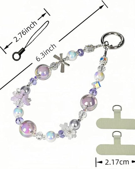 Handmade Flower & Butterfly Phone Wrist Strap Lanyard - Detachable Anti-Drop Strap with 2 Tether Tabs -Women's Gift