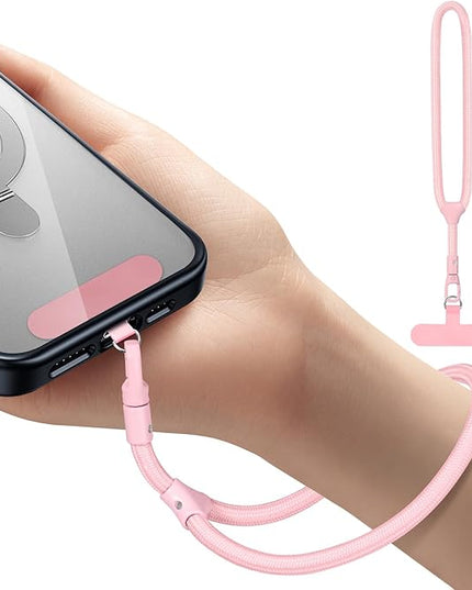 Dadanism Phone Wrist Strap, Universal Adjustable Hand Wrist Strap Lanyard for iPhone 17 and Most Smartphones, Multifunctional Patch Lanyard with Phone Tether Tab for Women and Men, Pink