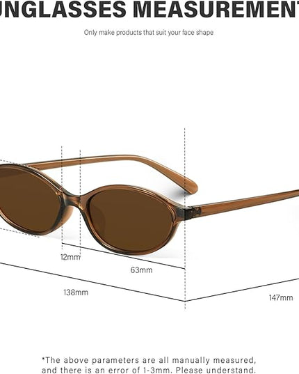 KUGUAOK Retro Oval Sunglasses for Women 90s Design Small Cat Eye Sun Glasses UV Protection Y2k Trendy Narrow Shades