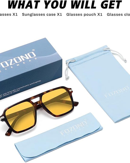 Retro Aviator Sunglasses for Women Men Trendy Classic Square 70s 80s 90s Vintage Shades Double Bridge Aviators FZN813